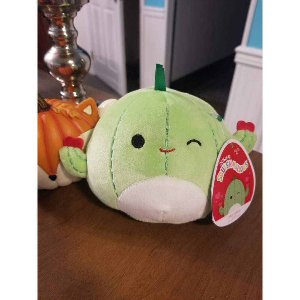 NWT Squishmallows 2021 4.5" Marcellus the Green Cactus W/ Hearts Valentine's Day